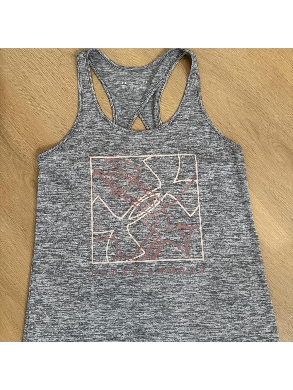 Under Armour Gray Twist Tech Graphic Racerback Tank Top Size Large